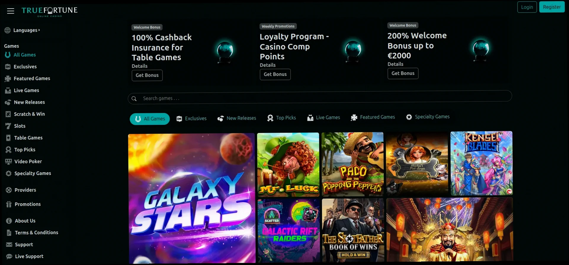 True fortune casino bonus di benvenuto 200% fino a 3000€